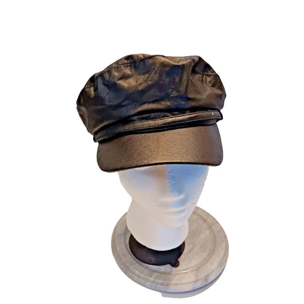 Cabbie Newsboy Cap Flex Fit Unisex Medium Black Hat‎